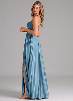 Azazie Tyla Bridesmaid Dresses Steel Blue A-Line Sweetheart Neckline Stretch Satin Dress image7