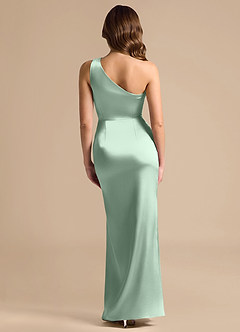 Azazie Akilah Bridesmaid Dresses Agave Mermaid One Shoulder Metallic Satin Dress image2