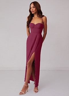 Barbie ♥ Azazie Bridesmaid Dresses Mulberry Sheath Corset Chiffon Dress image2