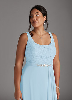 Azazie Ainsling Mother of the Bride Dresses Sky Blue A-Line Square Neckline Lace Chiffon Dress image13