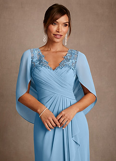 Azazie Santa Clara Mother of the Bride Dresses Steel Blue A-Line Lace Dress image5