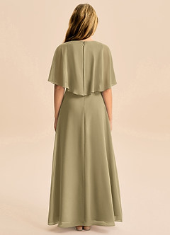 Azazie Maris Junior Abito A-Line in Chiffon Verde Muschio image2