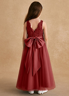 Azazie Cinna Flower Girl Dresses Rust A-Line Lace Tulle Dress image2