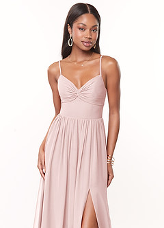 Azazie Zeya Abiti da Damigella Abito A-Line in Chiffon Plissettato Rosa Rossore image5