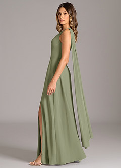 Azazie Tella Bridesmaid Dresses Pistachio A-Line One Shoulder Chiffon Dress image4