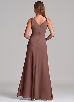 Azazie Nerine Brudtärnklänningar Klä av A-Linje i Chiffong Plisserad Espresso image5