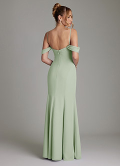 Azazie Karmela Bridesmaid Dresses Dusty Sage A-Line Off the Shoulder Chiffon Dress image2