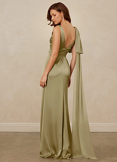 Christian Siriano Bridal for Azazie 1011 Bridesmaid Dresses Moss Green Mermaid Bow Stretch Satin Dress image9