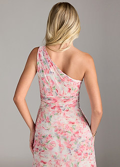 Azazie Dallas Brautjungfernkleider A-Linie One-Shoulder Chiffon Kleid Abstraktes Aquarell Mit Blumen image2