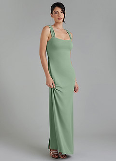 Azazie Ariel Brautjungfernkleider Meerjungfrau-Linie Rechteckiger Ausschnitt Premium Stretch Jersey Kleid Matcha image6