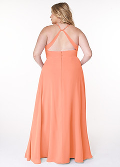 Azazie Davis Bridesmaid Dresses Sunset A-Line V-Neck Chiffon Dress image8