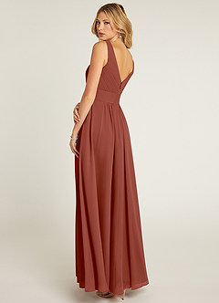 Azazie Pierrette Bridesmaid Dresses Auburn A-Line Pleated Chiffon Dress image4