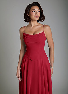 Azazie Ira Bridesmaid Dresses Scarlet A-Line Corset Chiffon Dress image3