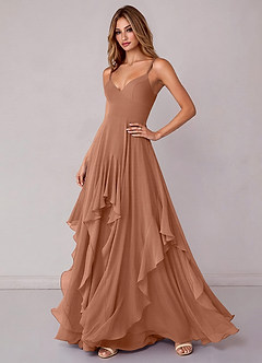Azazie Zaina Bridesmaid Dresses Bronzer A-Line Chiffon Dress image5