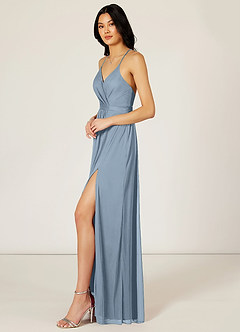 Azazie Luxy Bridesmaid Dresses A-Line Pleated Mesh Floor-Length Dress image4