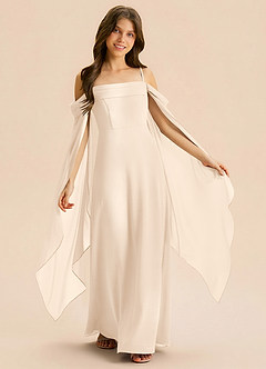 Azazie Moana Junior Linia A Pofałdowany Szyfon Długość podłogi Młodsza druhna Sukienka image1