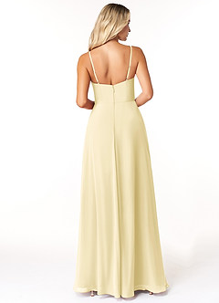 Azazie Moira Bridesmaid Dresses Lemon Sorbet A-Line Scoop Chiffon Dress image3