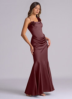 Azazie Inara Final Sale Sangria Mermaid Pleated Stretch Satin Dress image5