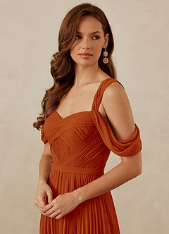 Christian Siriano Bridal for Azazie 1013 Bridesmaid Dresses Paprika A-Line Off the Shoulder Chiffon Dress image2