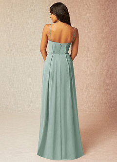 Azazie Kyedae At-home Try On Dresses Agave A-Line V-Neck Pleated Chiffon Dress image2