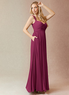 Azazie Reniya Bridesmaid Dresses Mulberry A-Line Pleated Mesh Convertible Dress image3