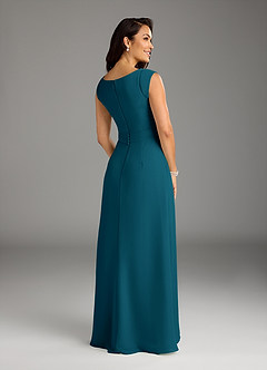 Azazie Bettina Mother of the Bride Dresses Ink Blue A-Line Lace Chiffon Dress image5