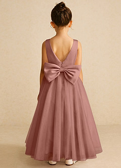 Azazie Pumpkin Robe Demoiselle D'honneur Fillette Robe Trapèze en Tulle Convertible Rose De Cèdre image6