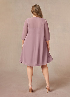Azazie Olivia Abiti per la Madre della Sposa Abito A-Line in Chiffon Plissettato con Scollo Quadrato Rosa Polverosa image8