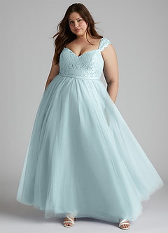 Azazie Luxi Robes de demoiselle d'honneur Robe Trapèze en Tulle Plissée Brume image6