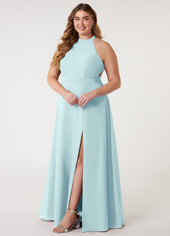 Azazie Clarice Robes de demoiselle d'honneur Robe Trapèze en Mousseline de soie Dos nu Verre De Mer image11