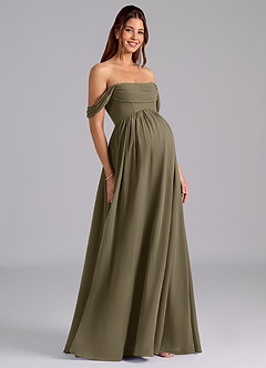 Azazie Saige Maternity Bridesmaid Dresses A-Line Pleated Chiffon Floor-Length Dress image1