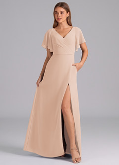 Azazie Ambrosia Brautjungfernkleider A-Linie Plissee Chiffon Kleid Englisches Rosa image3