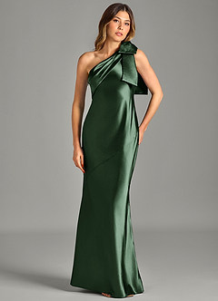 Azazie Yuanna Brudtärnklänningar Klä av Sjöjungfru i Metallisk satin Ena axeln Eukalyptus image4