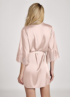 front Bata con mangas de encaje satinado