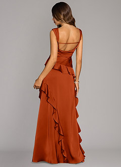 Azazie Sloane Bridesmaid Dresses Paprika A-Line Sweetheart Neckline Stretch Satin Dress image2