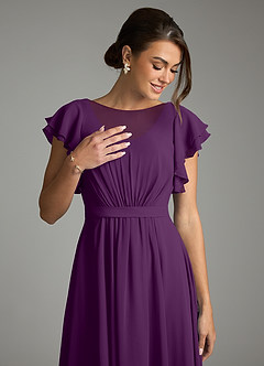 Azazie Daphne Modest Bridesmaid Dresses A-Line Ruffled Chiffon Floor-Length Dress image5