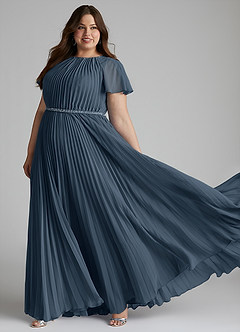 Azazie Kara Modest Bridesmaid Dresses A-Line Pleated Chiffon Floor-Length Dress image9