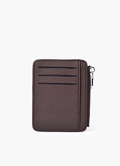 front Cartera para hombre con tarjetero de piel granulada y cremallera