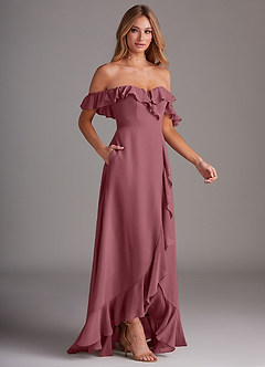 Azazie Lyra Bridesmaid Dresses Desert Rose A-Line Chiffon Convertible Dress image6