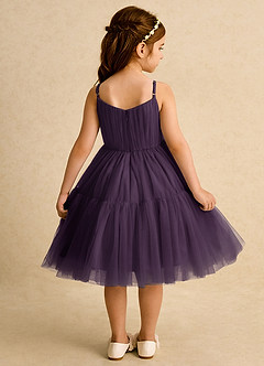Azazie Osea Robe Demoiselle D'honneur Fillette Robe Princesse en Tulle Plissée Prune image2