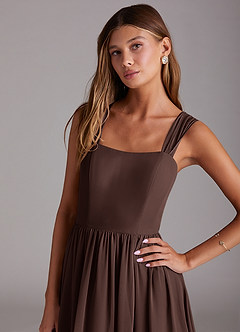 Azazie Calianna Abiti da Damigella Abito Convertibile A-Line in Chiffon a Spalla Scoperta Ganache image7