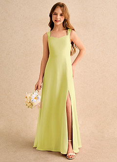 Azazie Makani Junior Formal Flower Girl Dresses Lemon Sorbet A-Line Sweetheart Neckline Chiffon Dress image5