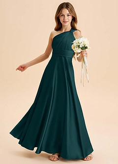 Azazie Charlize Junior Klä av A-Line i Stretch Satin Plisserad image4