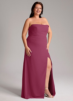 Azazie Leonis Bridesmaid Dresses Mulberry Sheath Strapless Chiffon Convertible Dress image14