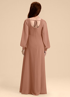 Azazie Bondi Junior Bronzer A-Line Blouson Chiffon Dress image2