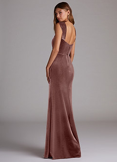 Azazie Junia Bridesmaid Dresses Espresso Sheath Off the Shoulder Velvet Convertible Dress image3