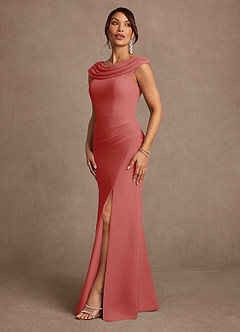 Azazie Irvine Mother of the Bride Dresses Antique Rose A-Line Pleated Chiffon Dress image4