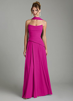 Azazie Gabriela Bridesmaid Dresses Fuchsia A-Line Corset Chiffon Dress image1