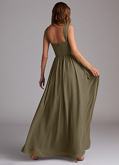 Azazie Calianna Brautjungfernkleider Wandelbar A-Linie Schulterfrei Chiffon Kleid Weidengrün image6
