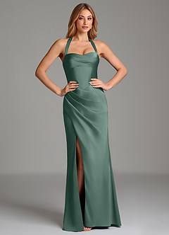Azazie Serenity Bridesmaid Dresses Eucalyptus Mermaid Sweetheart Neckline Stretch Satin Dress image5
